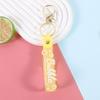 Glitter Letter Leather Keychain with Floating Cartoon Charm
