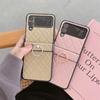 Luxury Rhombus Leather Glitter Ring Bracket Case for Samsung Galaxy Z Flip 3 4 5G Z Flip3 Zflip5 Flip4 Zflip5 Cover with Holder