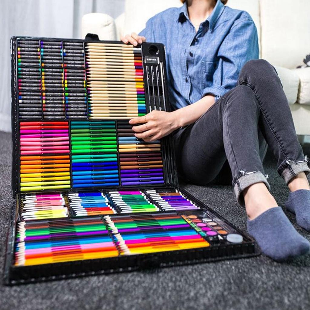 258Pcs Kid Art Set Water Color Pen Crayon Coloured Pencil Powder Paint Drawing Artistic