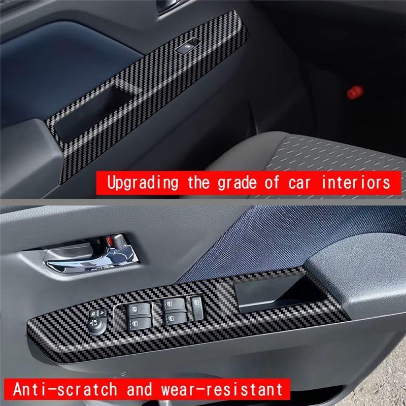 Car Window Switch Panel Trim Sticker Window Lift Control Panel Trim For Toyota ROOMY Carbon Fiber