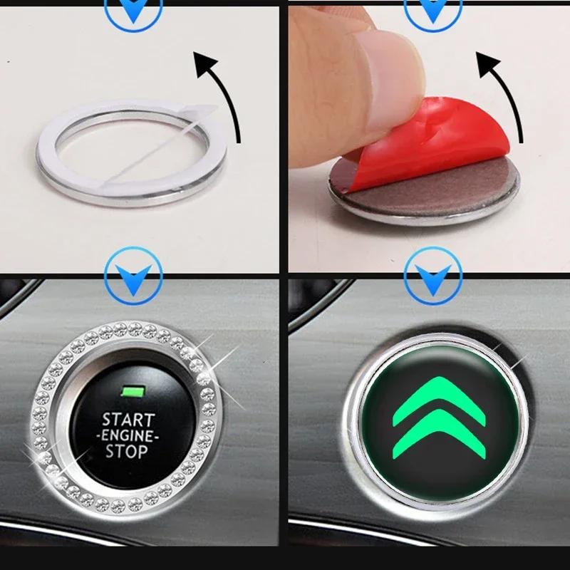 Car Engine Luminous Start Stop Button Cover for Citroen C1 C2 C3 C4 C4L C5 DS3 DS4 Xsara Picasso Saxo C-Elysee Decor Stickers aoq123