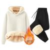 Set For Men 2 Piece Casual Long Sleeve Fleece Casual  Fuzzy Hooded Pullover Warm Pant Winter Sport