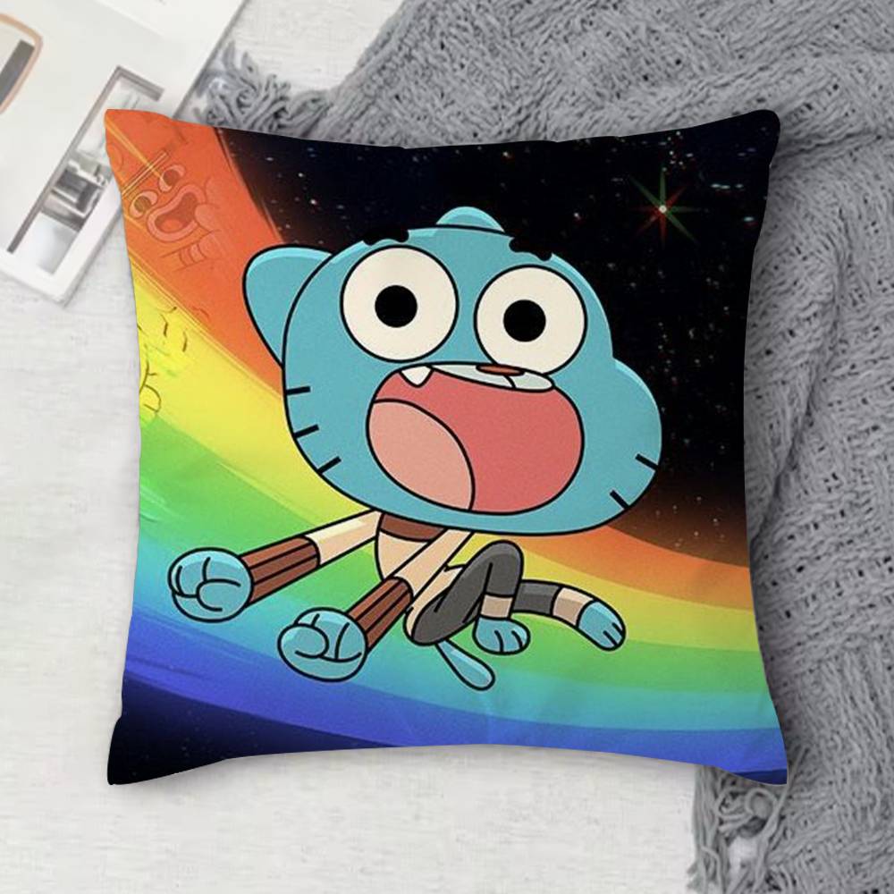 TThe Amazing World of Gumball Doublesided Printed Square Decorative Cushion Cover for Sofa Living Room Home Decor