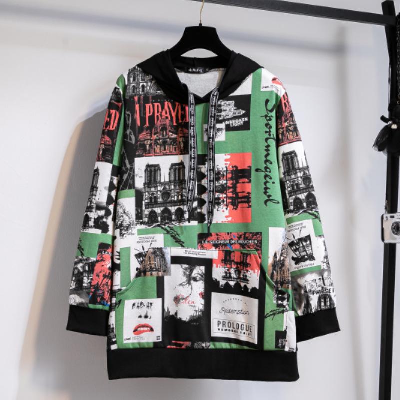 Свитшот оверсайз с круглым вырезом и принтом Микки в корейском стиле 2025 года - женский топ с длинным рукавом для весны и осени