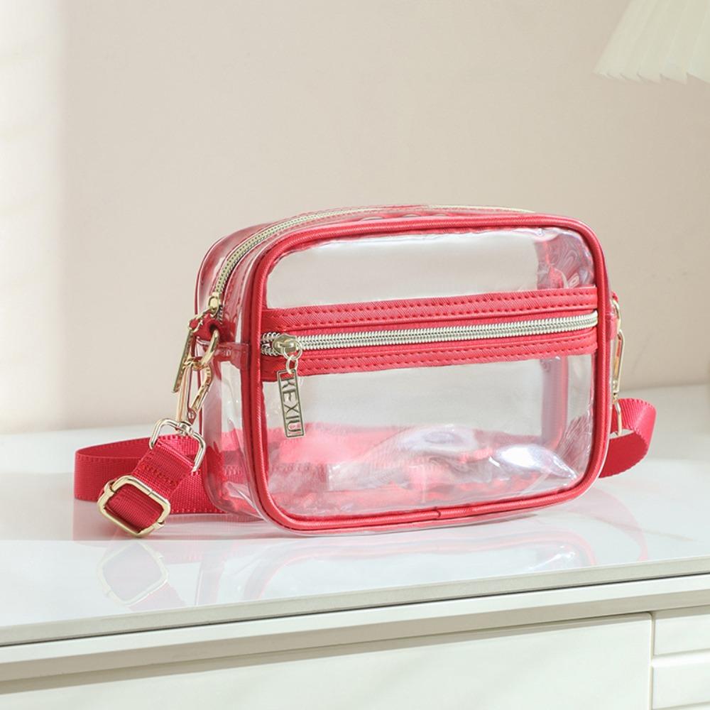 Waterproof PVC Crossbody Bag Adjustable Shoulder Strap Clear Messenger Bag  Unisex