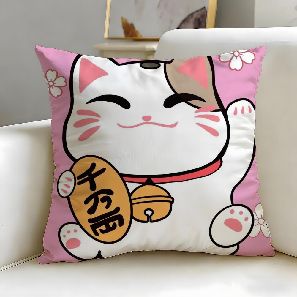 Классическая наволочка для подушки-кошки Neko Rich Luck Money Cat, мягкая и легко стирающаяся – Универсальная для дивана, кровати, путешествий и офиса