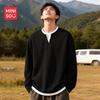 MINISO Мужская вафельная футболка с V-образным вырезом, длинным рукавом, имитирующая двухпредметный образ