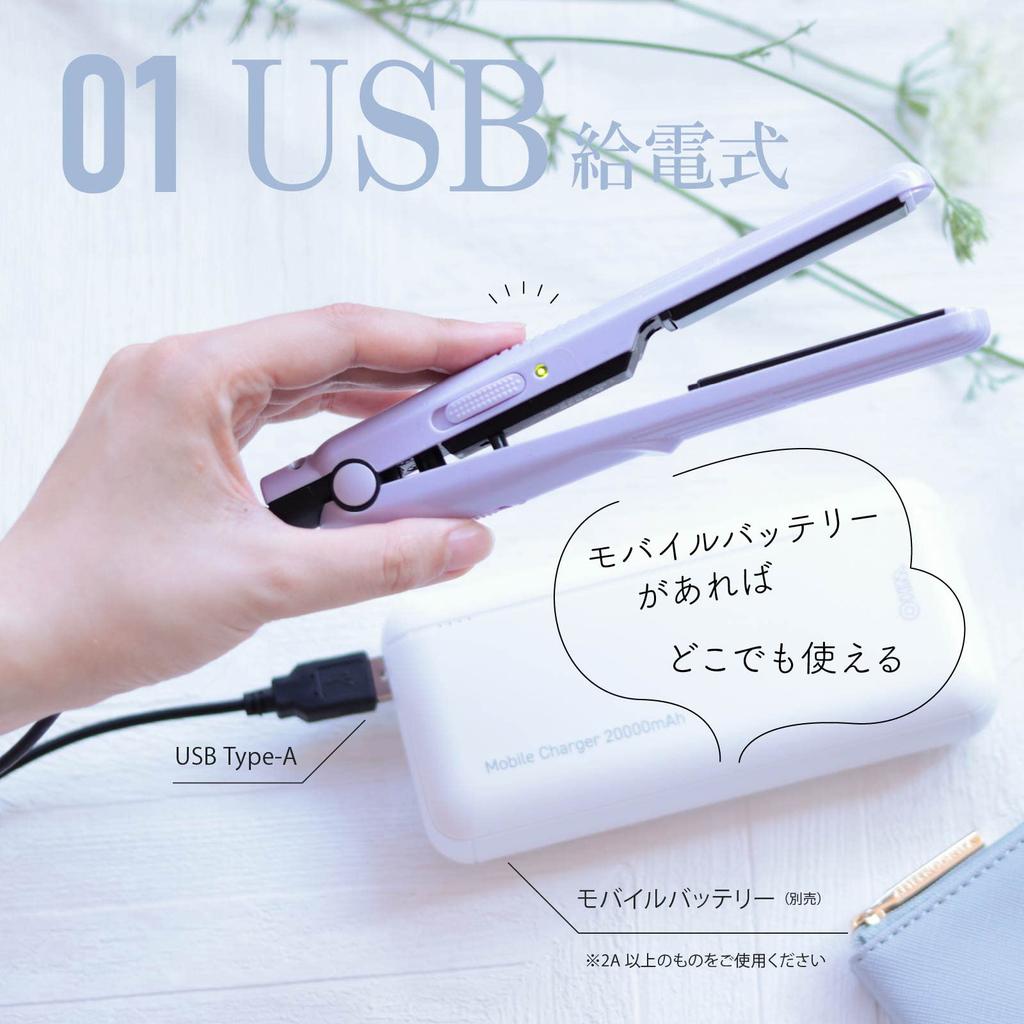 OHM Iberis Мобильный выпрямитель для волос USB Фиолетовый, 170x22x30мм, Мини, С питанием от USB, Компактный, Портативный, (HB-HIUD-V 00-5691)