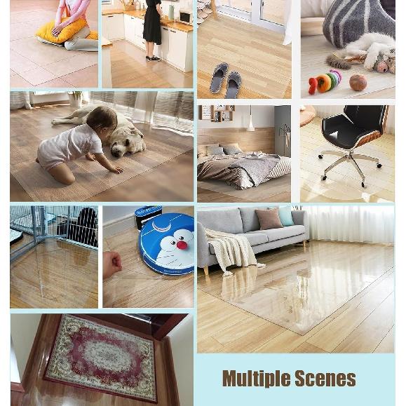 2 3 4 5 6 Футов Прозрачная Напольная Дорожка для Деревянного Пола, Нескользящая Виниловая Защитная Накладка для Ковра Большой Площади для Гостиной, Прихожей, Дома, Режущийся Пластиковый Ковер