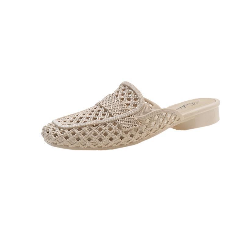 Новые классные тапочки Baotou Roman, женские летние модные плетеные свиные клетки, мягкая подошва, ретро-полые одинарные туфли, женская обувь