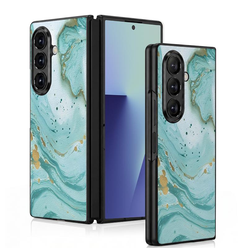 Акварельный мраморный чехол для Samsung Galaxy Z Fold 8 Ultra 7 6 5 Fold8 Fold7 Fold6 Роскошная кожаная накладка Жесткая складная крышка для телефона