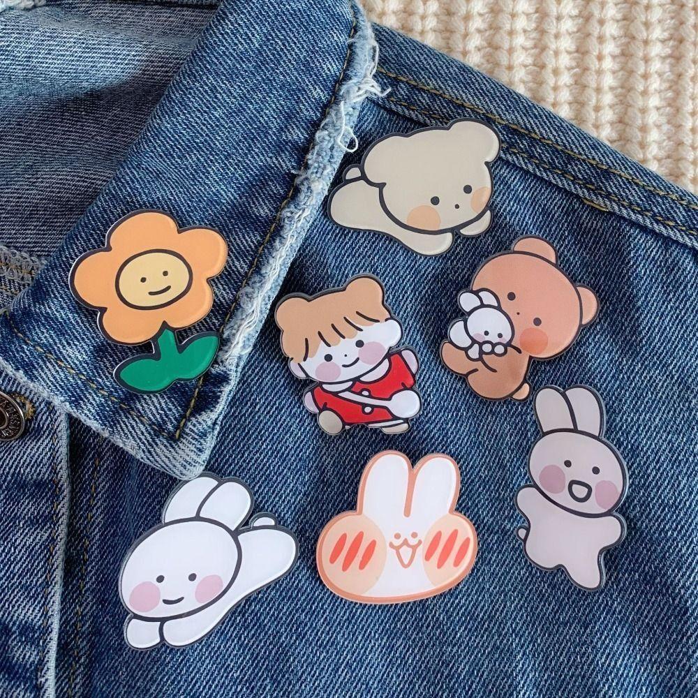 Акриловый значок-пин с собакой Заяц Медведь Заяц Значки на лацкан Мультфильмы Значок с собакой Мультфильмы Броши с зайцем Мужчины