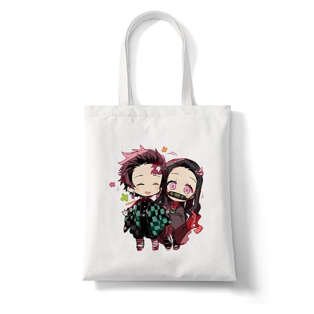 Demon Slayer Japan Anime Kimetsu No Yaiba Kamado Tanjirou Handbags Shoulder Bag Shopping Handbag High Capacity Women Canvas Bag