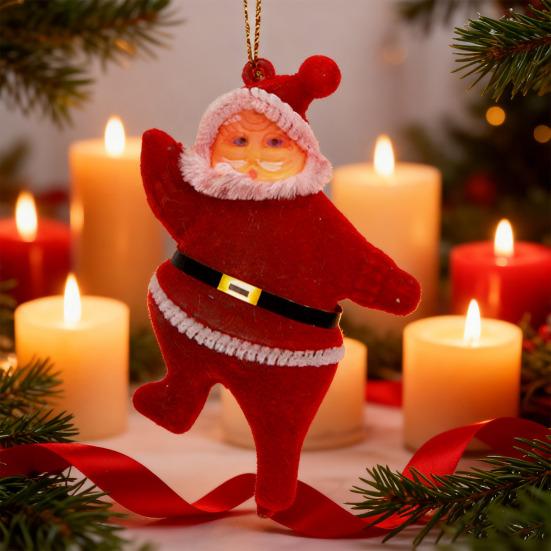 Украшения Санта-Клауса 3D Флокированная Кукла Санты Рождественские Подвесные Украшения для Елки