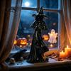Resin Sculpture for Home 12 Inch Black Faceless Witch Figurine, Gothic Spooky Robed Statue with Dark Magic Room Decor Pointed Wizard Hat, Vintage