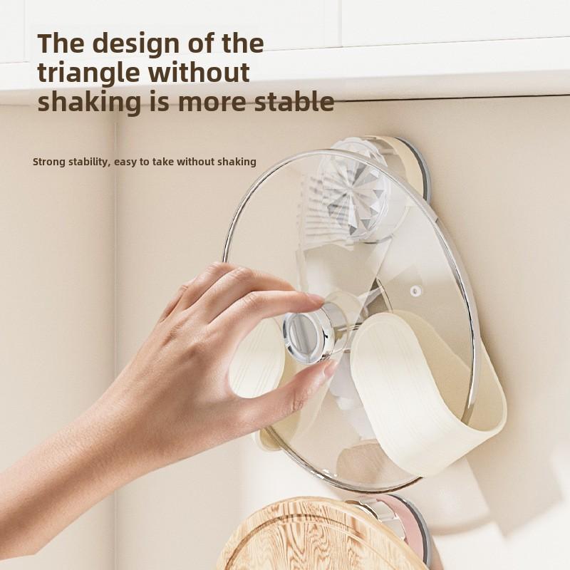 Space-Saving Kitchen Organizer Wall-Mounted Pot Lid Cutting Board Holder Rack, No Drilling Required, Foldable Design