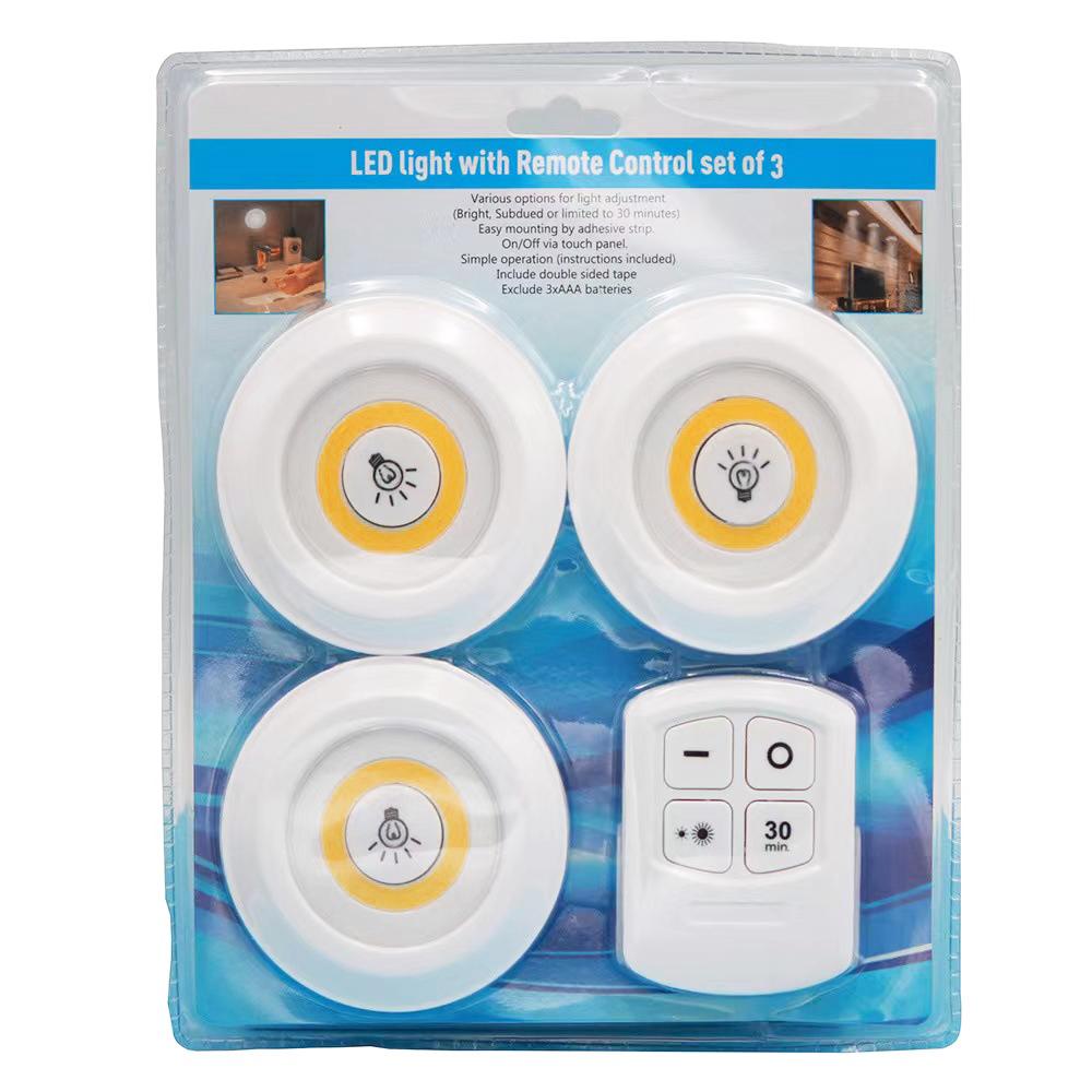 Wireless LED Under Cabinet Light Remote Control Dimmable Wardrobe Night Light Home Bedroom Kitchen Battery Lamp