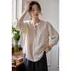 Женская весенняя литературная хлопково-льняная блузка с оборками на воротнике, полосатая, свободного кроя, повседневный топ