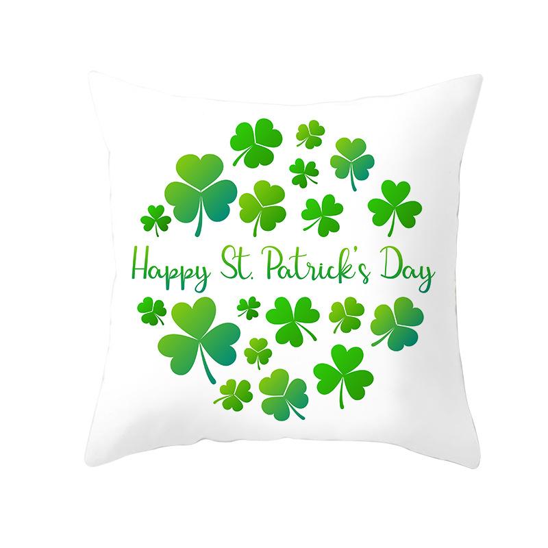 Дом Ст. Подушка из зеленого персикового бархата на День Святого Патрика, Наволочка с четырехлистным клевером на Национальный день