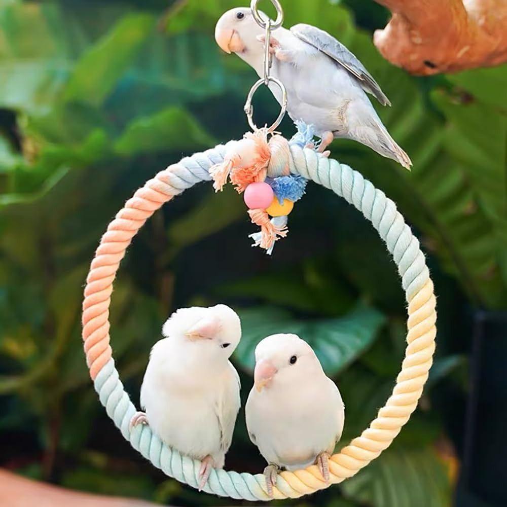Flexible Parrot Standing Woven Rope Sturdy Bird Cotton Rope Swing Bird Bite Toy  Paw Grinding