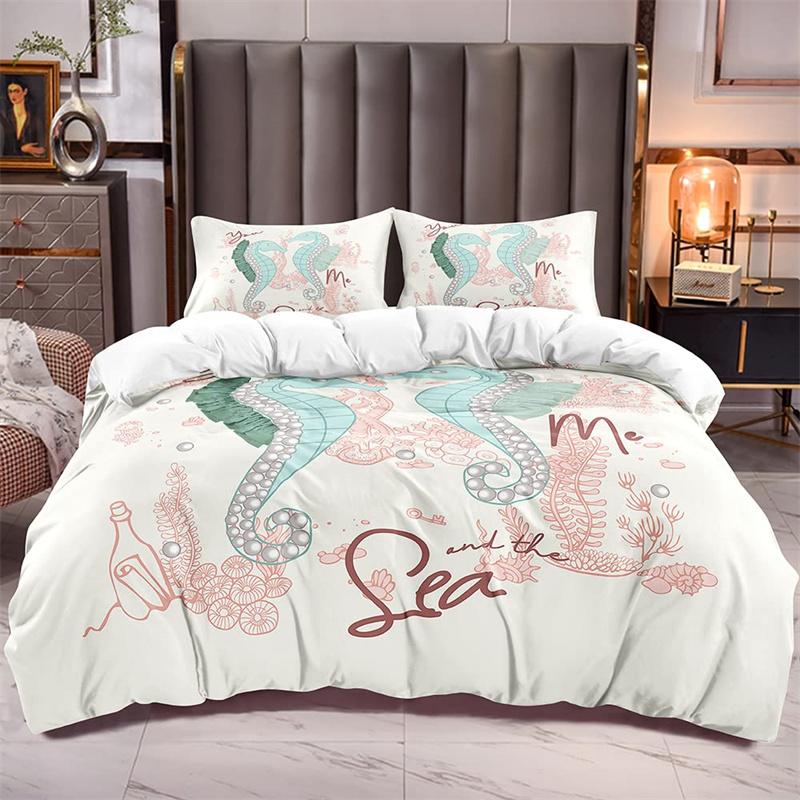 Комплект постельного белья Ocean, размер King/Queen, постельное белье с морским принтом, одеяло Hippocampus, покрывало для мальчиков и девочек, пододеяльник с изображением морских животных