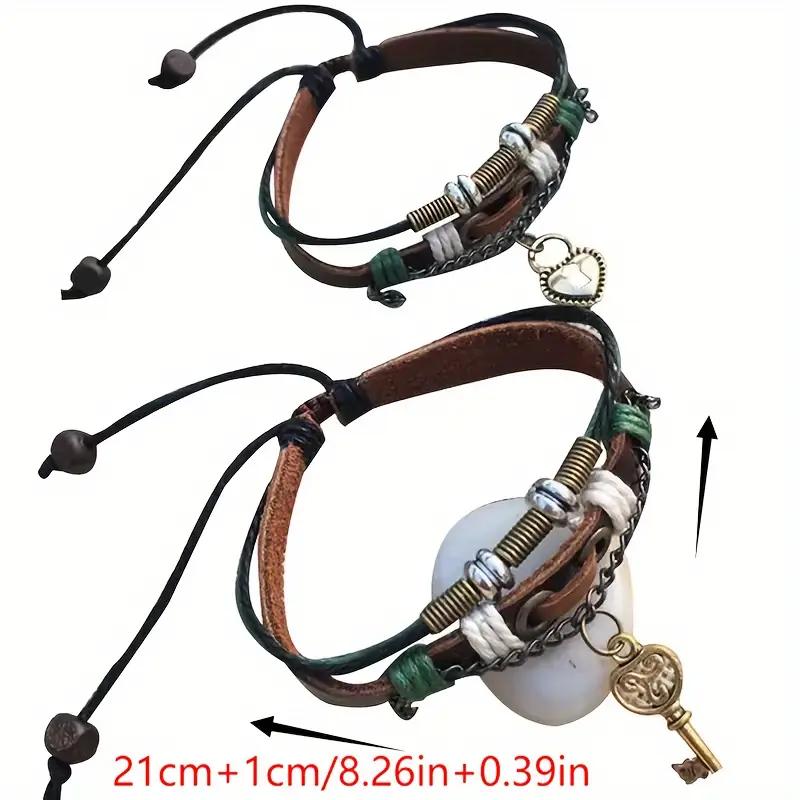 Высококачественный парный подарочный браслет, обещание ее возлюбленного, ювелирные изделия, многослойная кожа, замок, сердце, кулон, его женский комплект из 2 браслетов в стиле ретро для мужчин