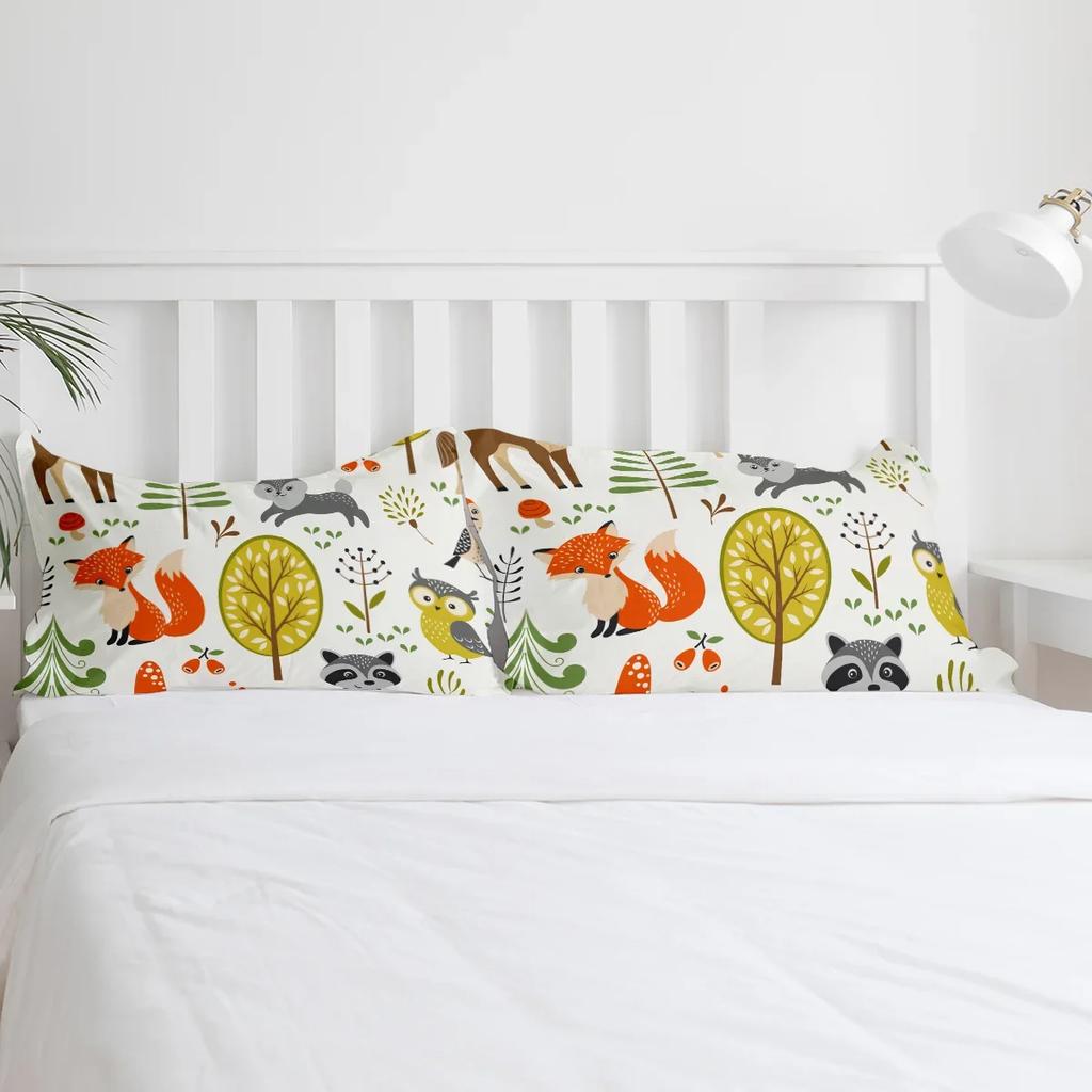 Лес Мультфильм Животные Мир Лиса Кролик Сова Комплект постельного белья 3 шт. Пододеяльник Наволочка Одеяло Покрывало Двуспальная кровать Домашний текстиль