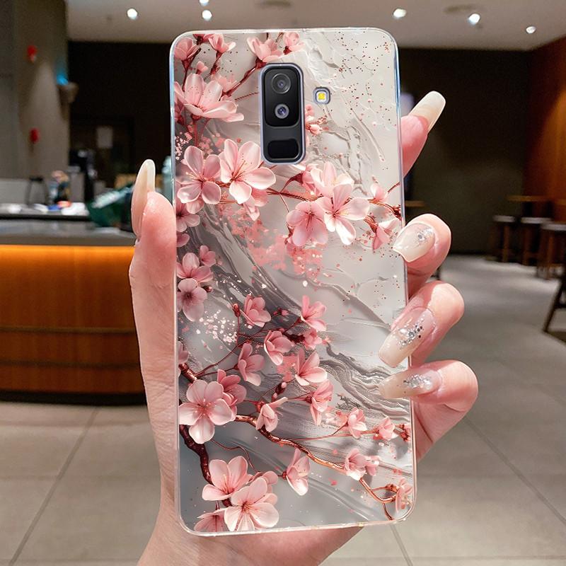 For Samsung A6+ A6 2018 SM-A605G A600F Back Cover For Samsung Galaxy A6 Plus 2018 Case Clear Fashion Butterfly Flower Phone Case