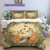 Fox and Flowers Pattern Bedding Home Decoration Birthday Gift (1 * duvet cover + 2 * pillowcase, without core)