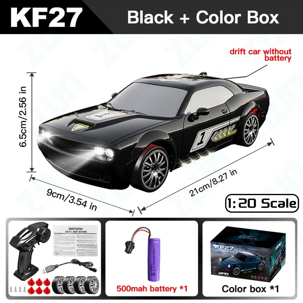 4WD Drift Racing RC Car with LED Light KF27 High Speed 2.4G Racing Cars 1:20 Red Black Sports Cars Toys Gift For Adults And Kids