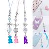 Fashion Bear Bowknot Bead Hangings Pendant Cute Phone Strap Bag Decoration Portable Hangings Lanyard for Girls Women