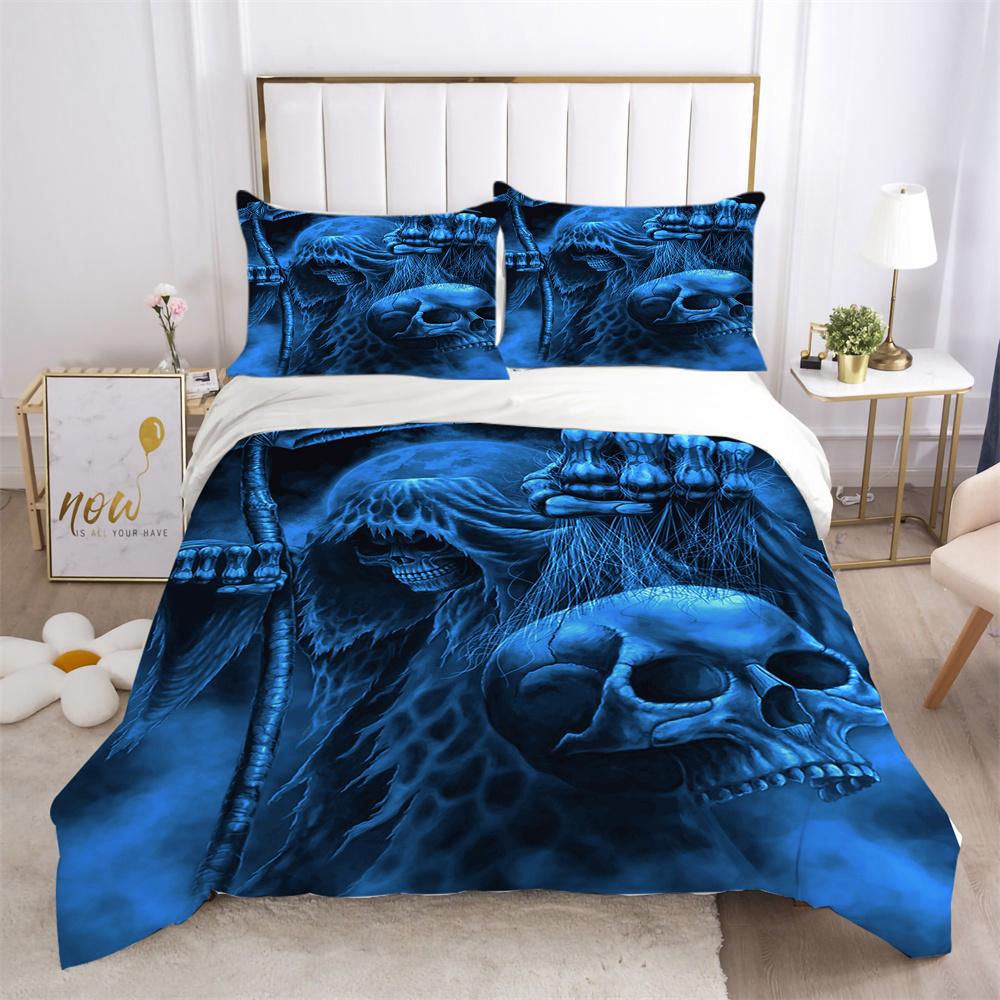 3D Skull Printing Bed Cover King Size Polyester Bed Clothes Design Soft High Ranking Home Bedclothes