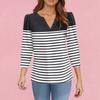 Women's Fashion Casual 3/4 Sleeve Print Shirt Women's V-Neck Tops