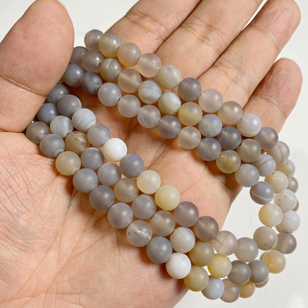 6 8 10 MM Matte Natural Stone Beads Polished Blue Stripes Agates Stone Beads Diy Spacer loose Beads for Jewelry Making bracelet