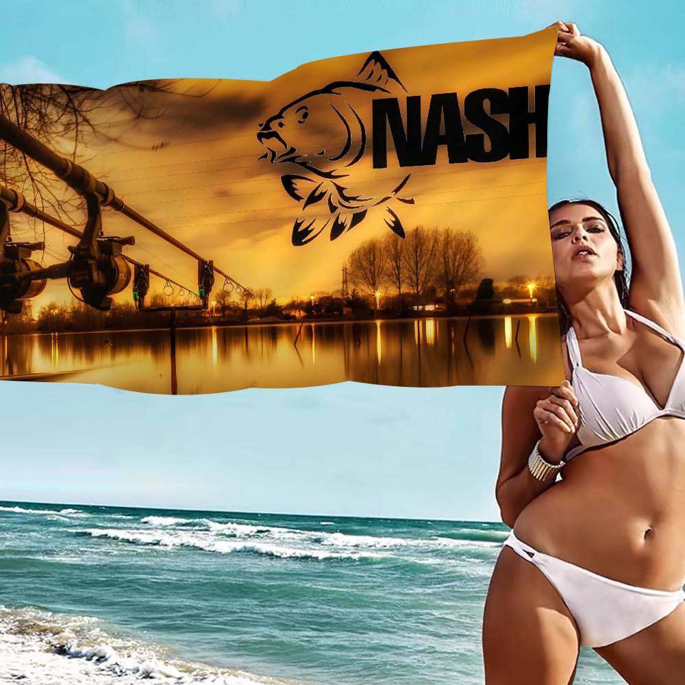 Логотип Nash Fishing Большие пляжные полотенца из микрофибры Быстросохнущее полотенце Песочные пляжные полотенца Полотенце для бассейна Для путешествий Плавательный бассейн Йога