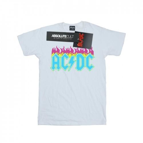 AC/DC Womens/Ladies Neon Flames Cotton Boyfriend T-Shirt