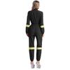 Complete Firefighter Outfit for Women S-3XL: Long Sleeve Belted Romper with Stand Collar, Halloween & Club Party Costume