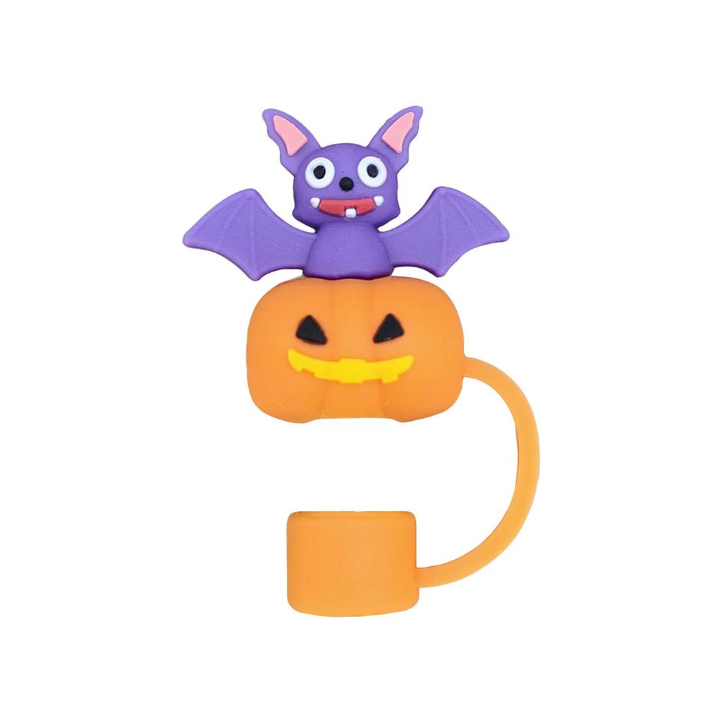 Halloween Straw Covers Reusable Drinking Straw Cover Cap Pumpkin Ghosts Design 10mm Straw Toppers Halloween Decorations Straws Protector