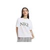 Nike Футболка женская с круглым вырезом, коротким рукавом, заниженной линией плеч, с принтом логотипа и буквами, дышащая, белая FQ6601-100