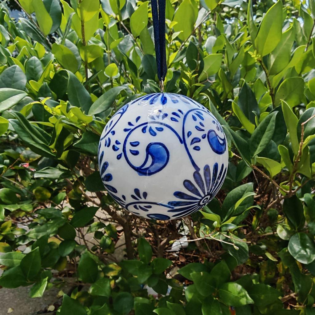 Сине-белый керамический шарик Jingdezhen - Подвеска для автомобиля и Рождественское украшение.