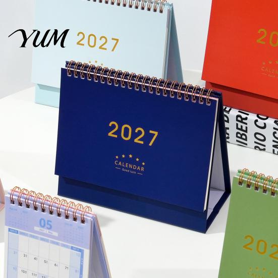 Stationery for Daily Tasks 2027 Desk Calendar, Standing Flip Desktop Minimalist Gold Foil Cover Professional Appointment Calendar Monthly Planner,