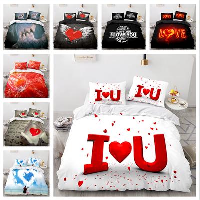 Комплект постельного белья с принтом серии Sweet Love, полноразмерная односпальная двуспальная кровать, белый пододеяльник с рисунком любовника, супермягкое дышащее постельное белье на молнии