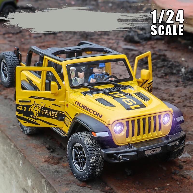 Масштаб 1/20 Jeep Wrangler Rubicon литые модели автомобилей из сплава металлические игрушечные внедорожники модель автомобиля имитационная коллекция детский подарок