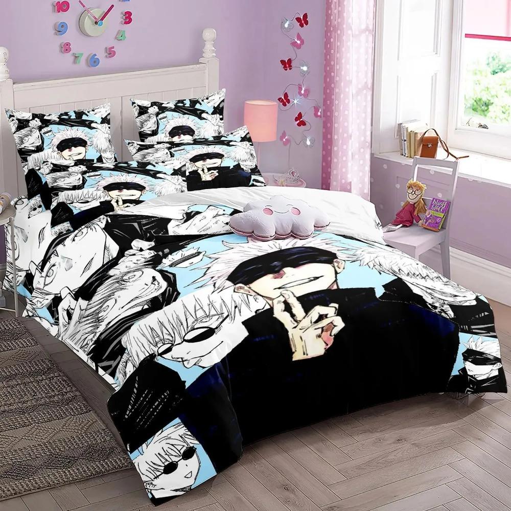 Jujutsu Kaisen Duvet Cover pillowcase Bedding Bedroom Decoration Children Gift adult Single Double bed Large SizeZip Duvet Cover
