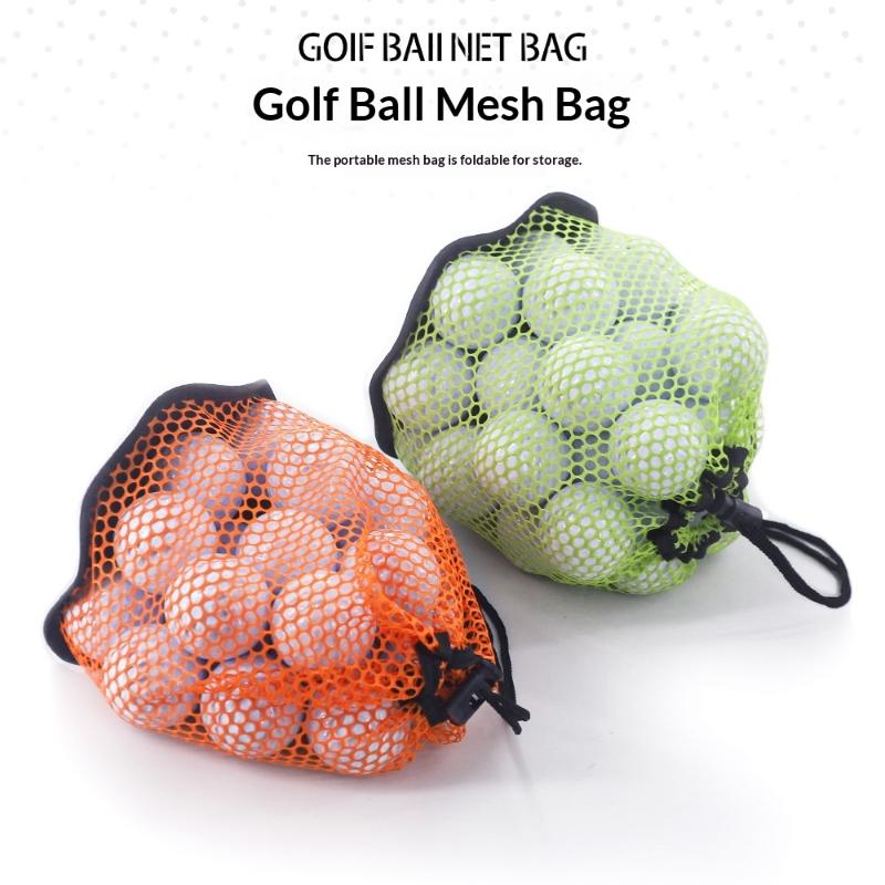 Golf Ball Holding Pouch Durable Drawstring Mesh Net Bag Hold 12/25/50 Balls Portable for Golf Training Competition Travel