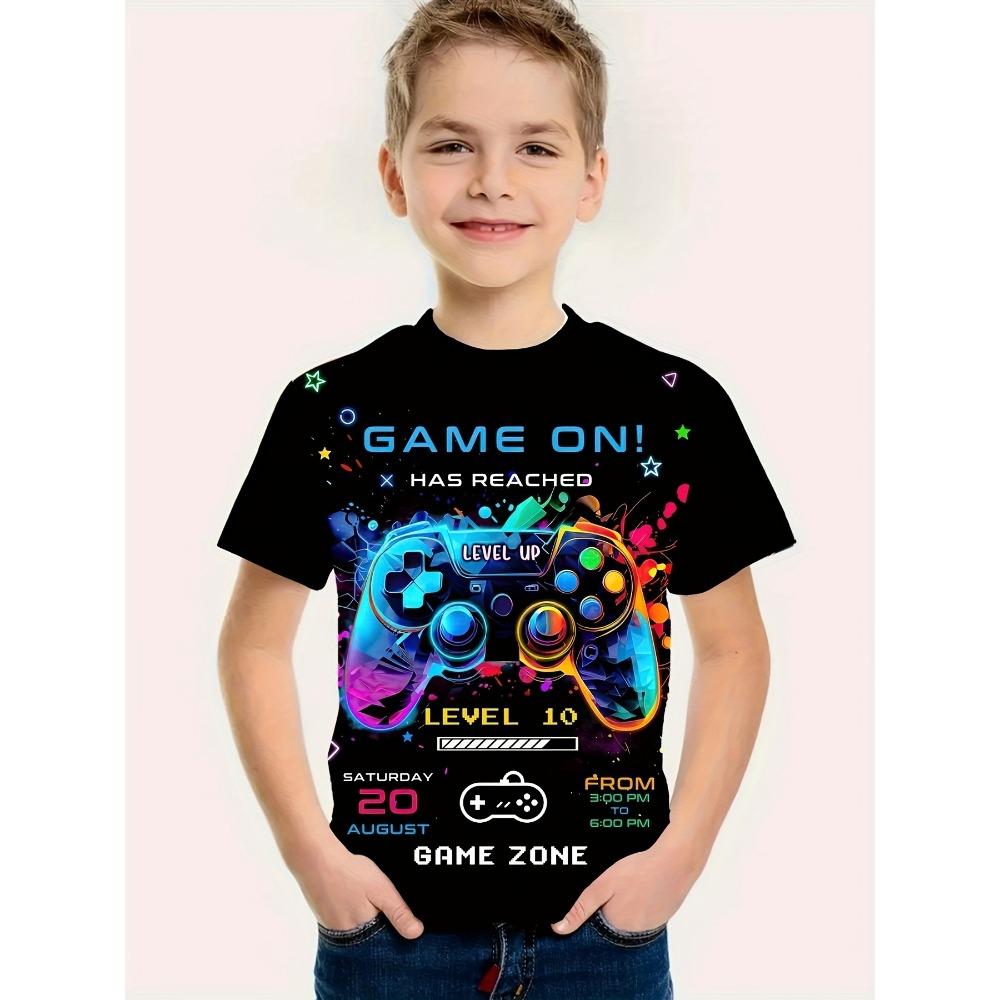 Children's Halloween Shark Pumpkin Printed Boys' T-shirt Short Sleeve Cartoon Pattern T-shirt Round Neck Children's Clothing