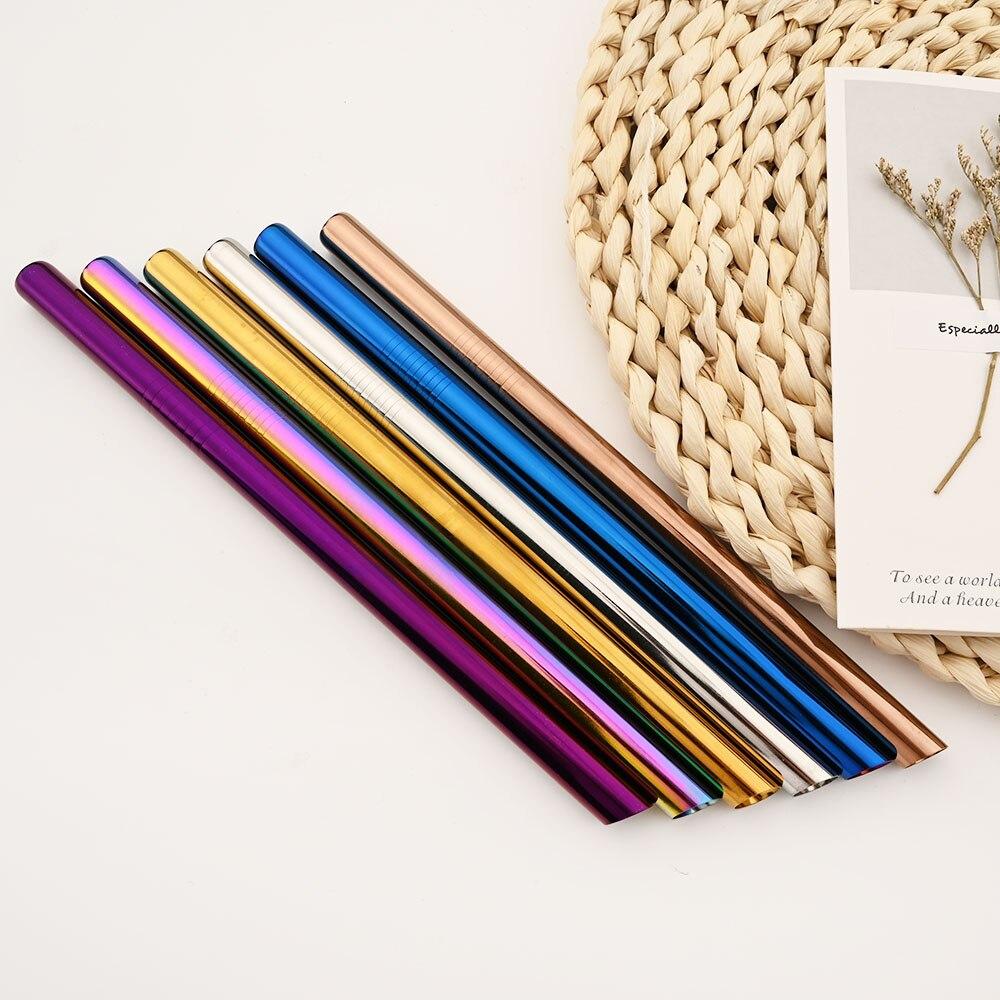 Straight Straw with Brush Tubes Reusable Metal Straw 304 Stainless Steel Drinking Straws Large 12mm Bubble Tea Milkshake Straw