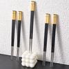 5Pairs Alloy Non-Slip Chinese Chopsticks Korean Sushi Sticks Chopsticks Stainless Steel Reusable Chopsticks Party Tableware Set