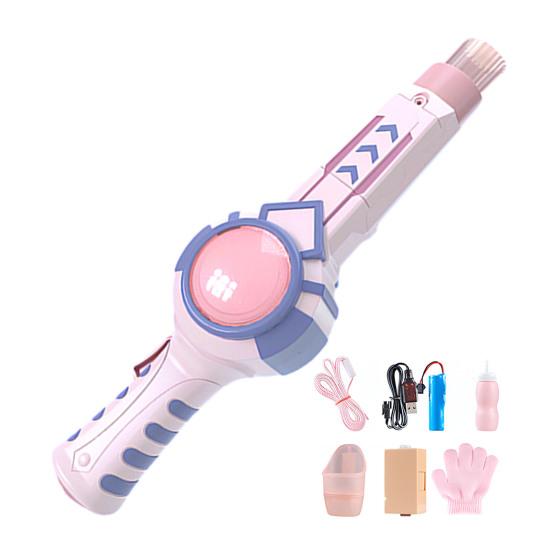 Волшебная машина для пускания пузырей Игрушка Ручной генератор пузырей с разноцветными огнями Регулируемый размер пузырей Безопасная пластиковая палочка для пузырей для игр на открытом воздухе Веселье на вечеринке