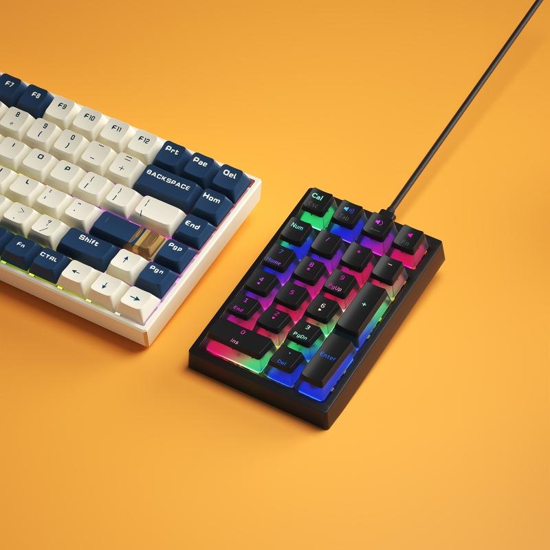 K10 Механическая цифровая клавиатура Numpad LED с подсветкой Клавиатура с расширенной раскладкой синего/черного цвета для кассира